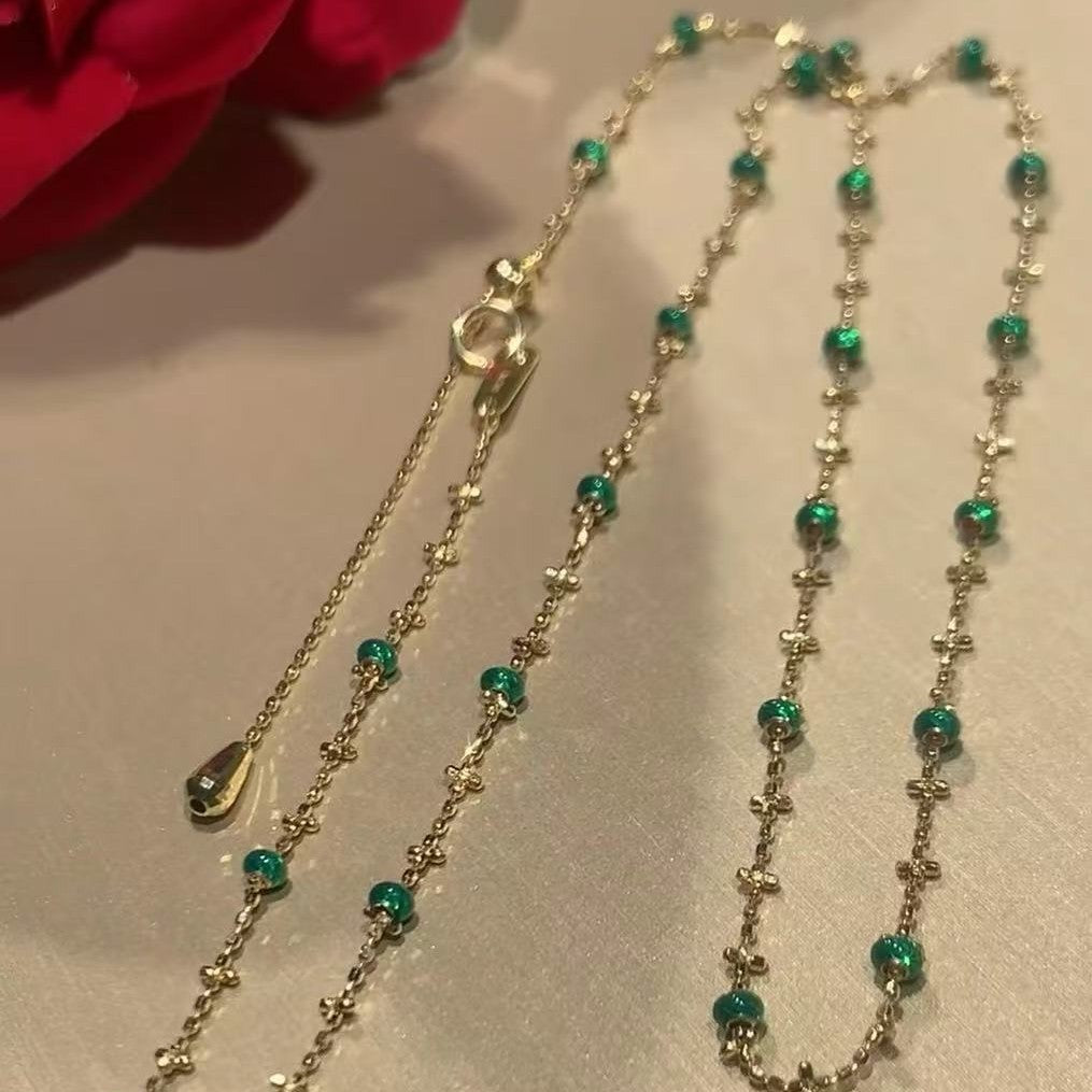 Light Spring Botanical Retro Emerald Fairy Necklace Light Luxury Retro Elegant High-End Palace Style Exquisite