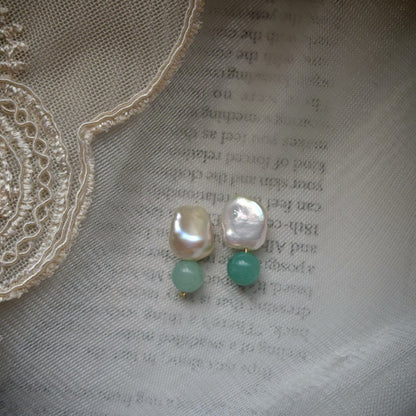 Natural  Pearl Turquoise Pink Crystal Amethyst Irregular 925 Silver Needle Irregular Earrings Ear Jewelry