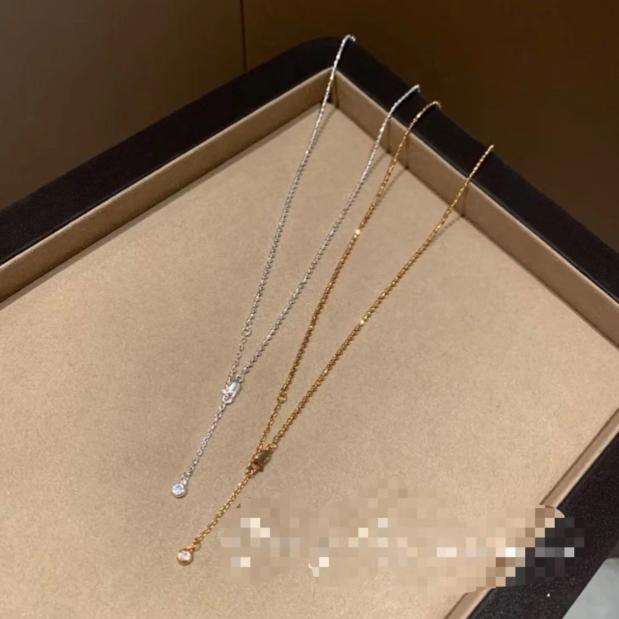 Pure Silver S925 Real Gold Plated Laser Bead Necklace Clavicle Chain Light Luxury High-end Exquisite Design Jewelry