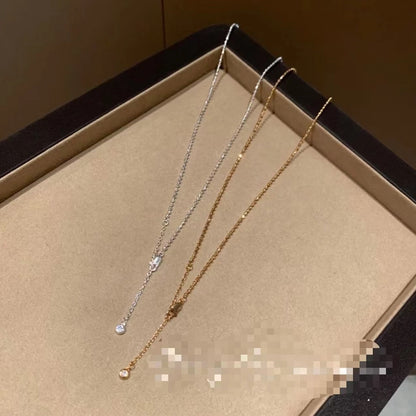 Pure Silver S925 Real Gold Plated Laser Bead Necklace Clavicle Chain Light Luxury High-end Exquisite Design Jewelry