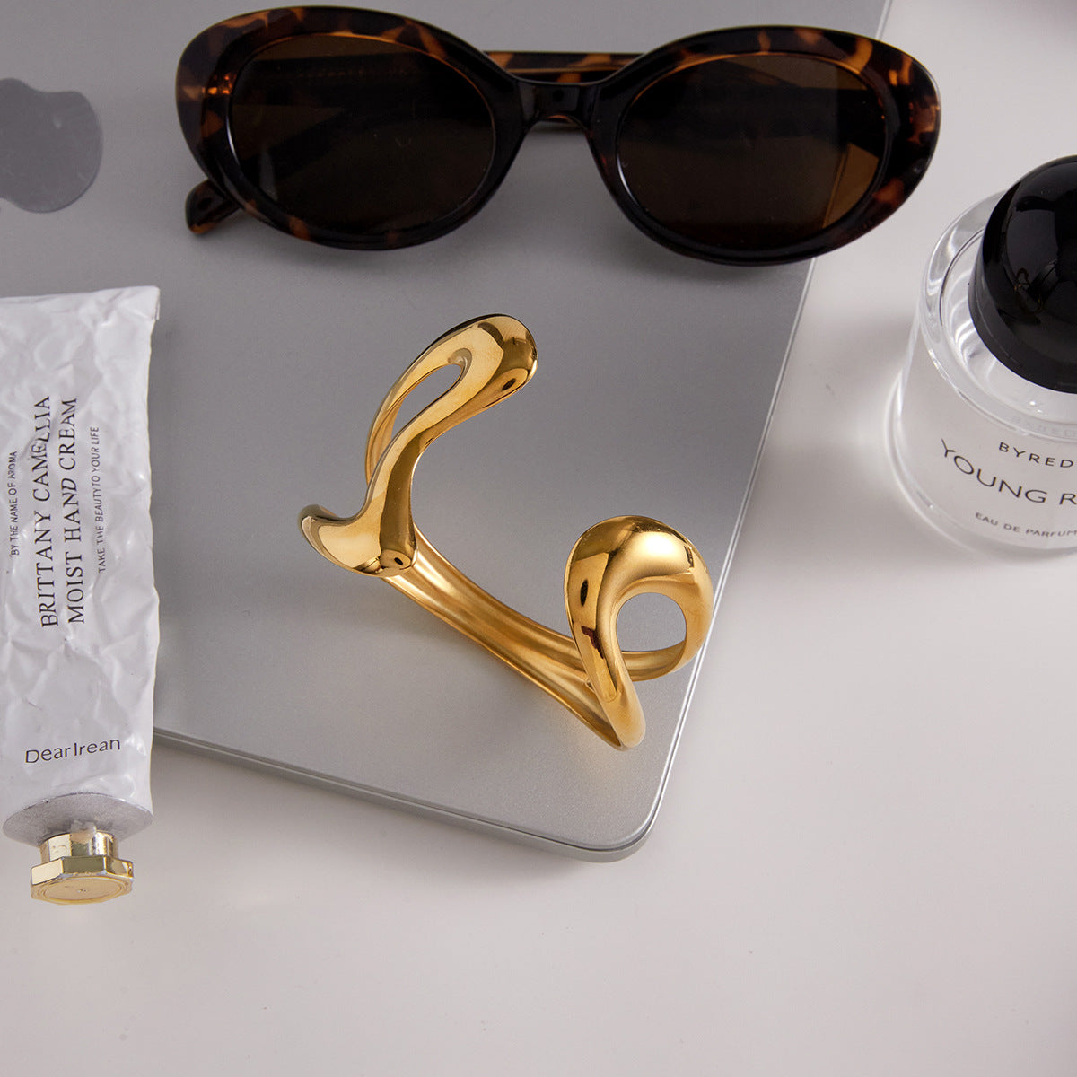 Gold Titanium Steel Bracelet Non-Fading Open Bangle Stainless Steel Jewelry for Women High-End Feel Jewelry Accessories