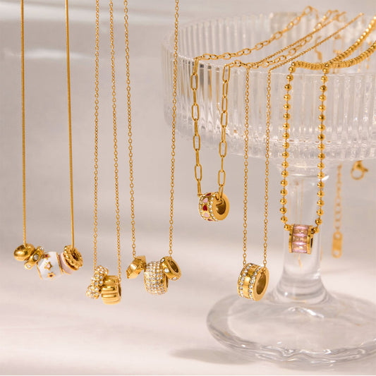 Slim Waist Titanium Steel Necklace Light Luxury Fortune Bead Collarbone Chain Baojia Stainless Steel Jewelry for Women with a Sense of Sophistication