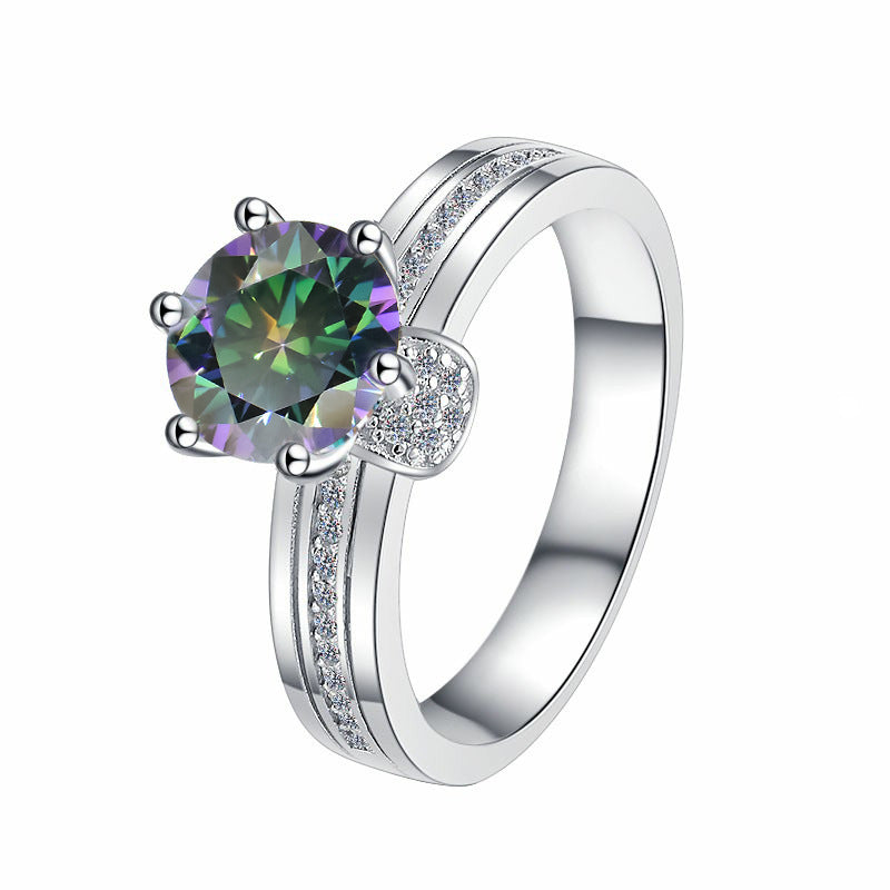 925 Sterling Silver Ring Fashionable High-end Feel Proposal Engagement Adjustable Moissanite Ring Trendy GRA