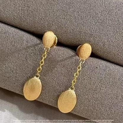 S925 Sterling Silver Brushed Craft Small Pea Earrings Ear Pendant Light Luxury Simple Versatile Design