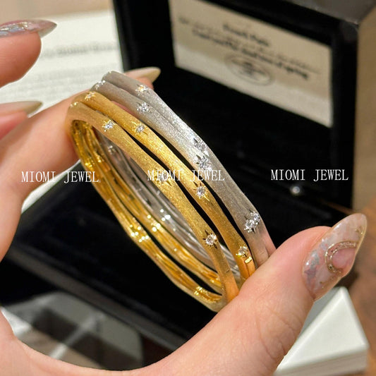 S925 Sterling Silver Starlight Brushed Ribbon Bracelet Exquisite Circle Versatile Silver Bracelet