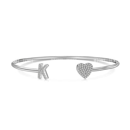 S925 Sterling Silver English Letter Bracelet for Women with Micro Pave Zirconia, Light Luxury Personality Style Bracelet