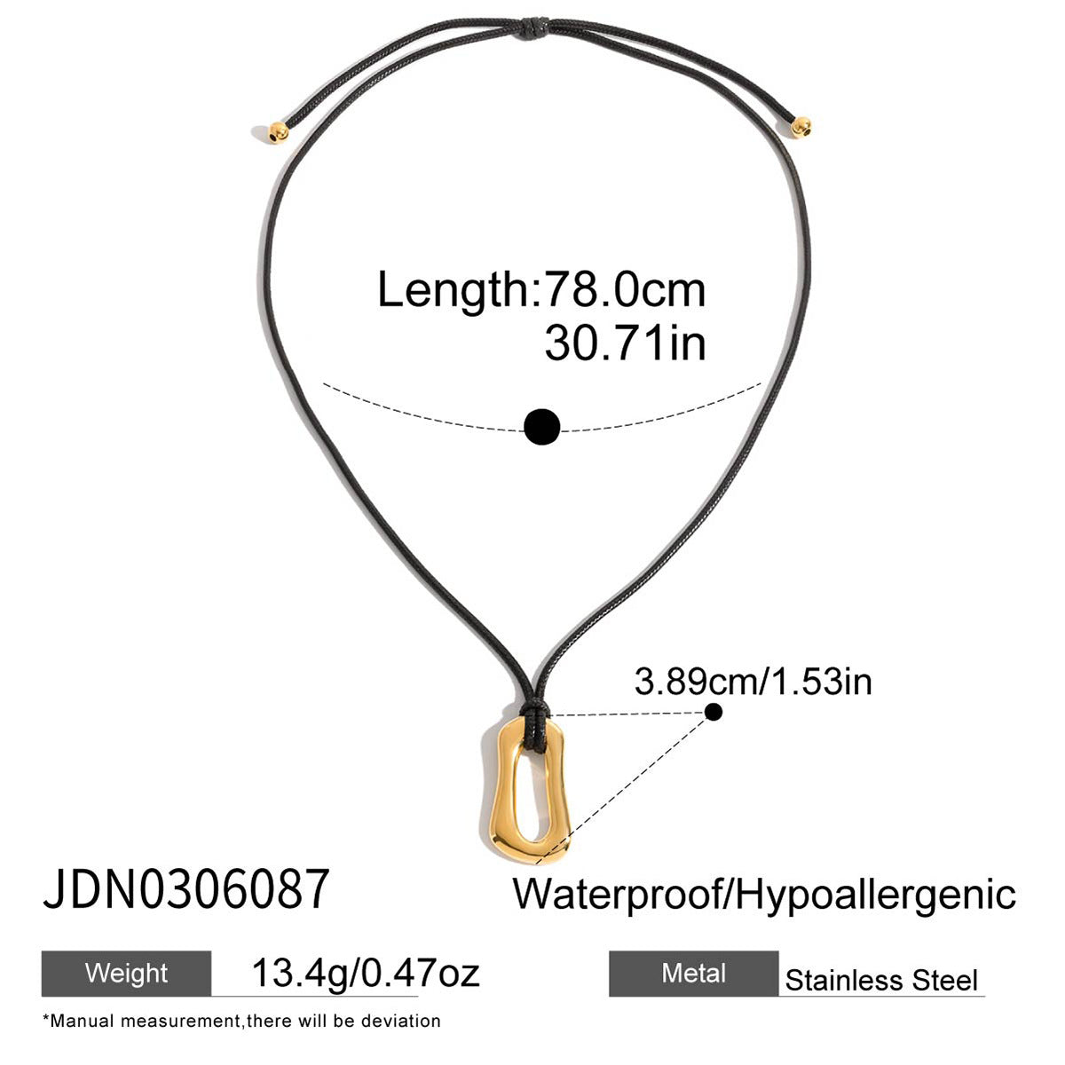 Black Rope Titanium Steel Necklace Niche Design Sense Collarbone Chain Non-Fading Hot-Selling Stainless Steel Jewelry