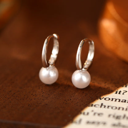 S925 Silver French Style Pearl Earrings for Women Elegant Socialite Simple Earrings High-end Feel
