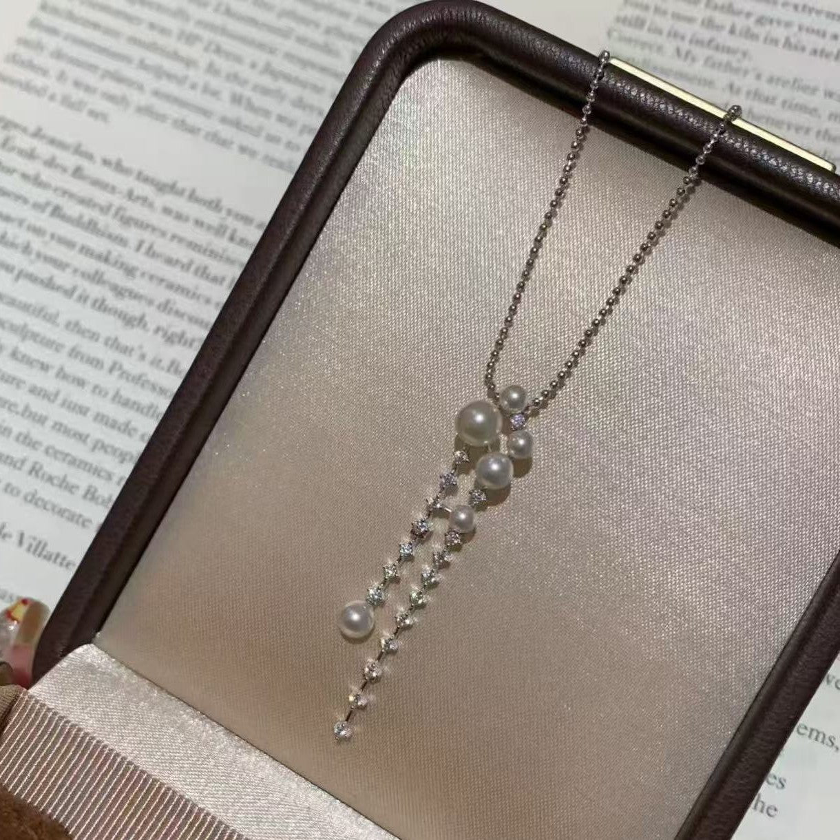 Pure Silver S925 Shijia Pearl Tassel Necklace Light Luxury High-end Elegant Versatile Simple Fashion Niche