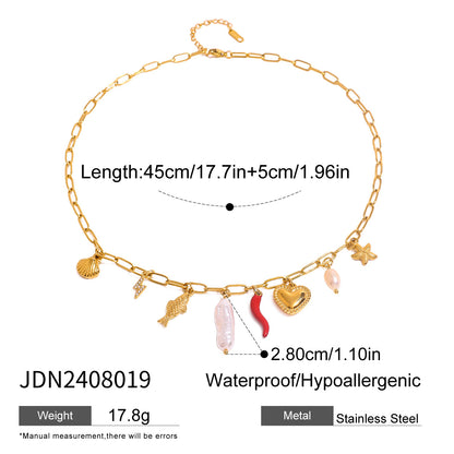 Titanium Steel Shell Necklace Light Luxury High-end Beach Vacation Style Collarbone Chain Stainless Steel Jewelry