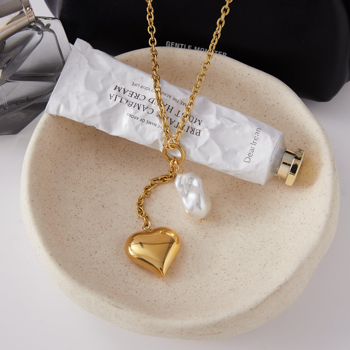Titanium Steel Imitation Pearl Long Necklace Light Luxury High-end Y-shaped Chain Non-fading Jewelry Stainless Steel Accessories