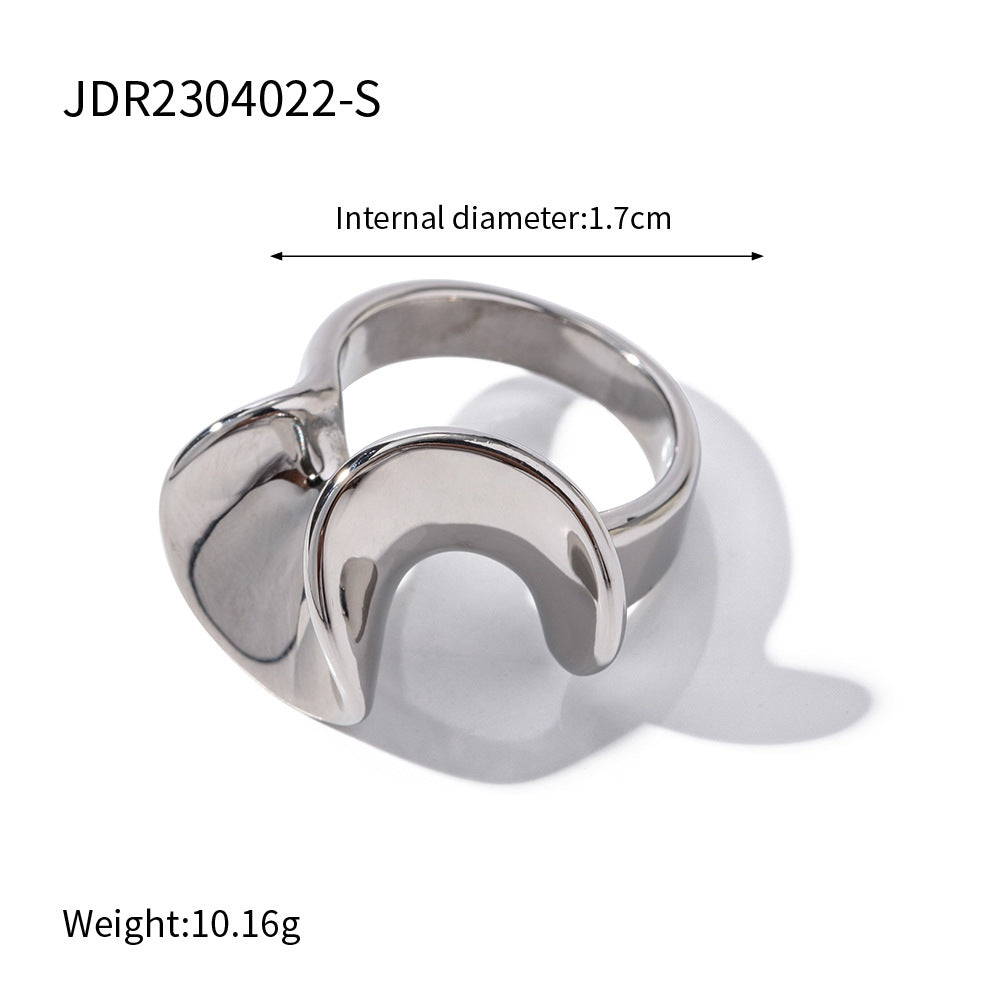 18K Gold Stainless Steel Exaggerated Ring High-End INS Light Luxury Titanium Steel Rings for Women