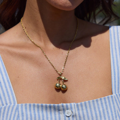 Cherry Titanium Steel Necklace Accessories for Women, Light Luxury High-End Clavicle Chain, 18k Stainless Steel Jewelry