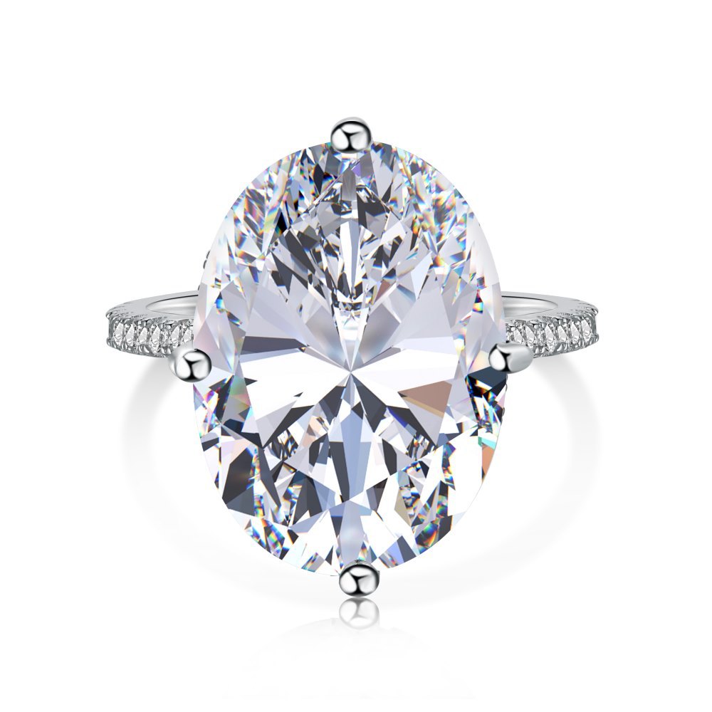 High Carbon Diamond Ring for Women S925 Sterling Silver Zircon Ring Colored Gemstone Ring Wholesale TikTok Cross-Border Live Streaming