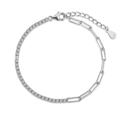 S925 Sterling Silver Bracelet for Women with Heart Zircon Inlay, Exquisite Tennis Bracelet for Women, Business Jewelry