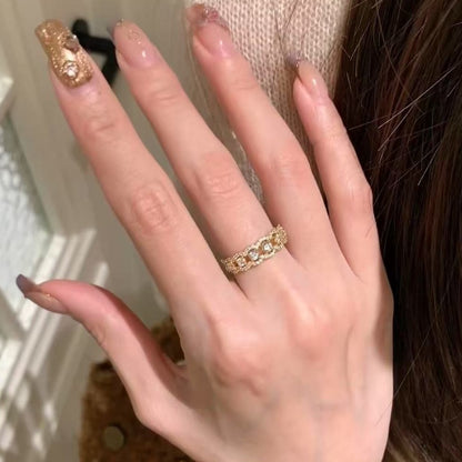 S925 Silver Full Diamond Ring Micro Inlay Hollow Minimalist Style Versatile Elegant Fashion High-end Light Luxury