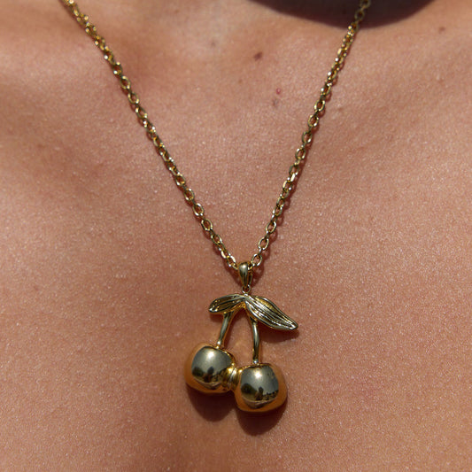 Cherry Titanium Steel Necklace Accessories for Women, Light Luxury High-End Clavicle Chain, 18k Stainless Steel Jewelry