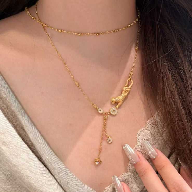 Brushed Craft Leopard Lucky Wealth Necklace Light Luxury High-end Exquisite Niche Versatile