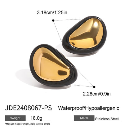 Vintage Style Stainless Steel Exaggerated Earrings High-end Niche Black Gold Earrings Titanium Steel Ear Jewelry