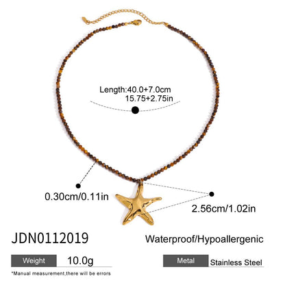 Stainless Steel Vacation Style Beaded Necklace Titanium Steel Jewelry for Women High-End Non-Fading Collarbone Chain