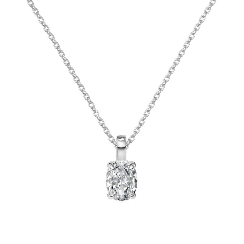 S925 Sterling Silver Single Diamond Necklace for Women Inlaid with Oval Zircon Trendy Fashion Versatile Girly Heart Collarbone Chain