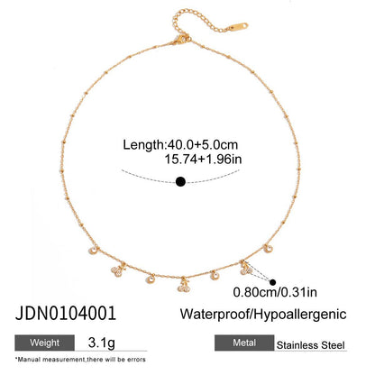 Titanium Steel Zircon Necklace for Women, Light Luxury High-End Clavicle Chain, Non-Fading Stainless Steel Jewelry