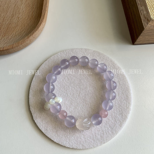 Violet Chalcedony Lychee Jelly Amethyst Bracelet for Women Rabbit Girlfriends Strawberry Crystal Bracelet