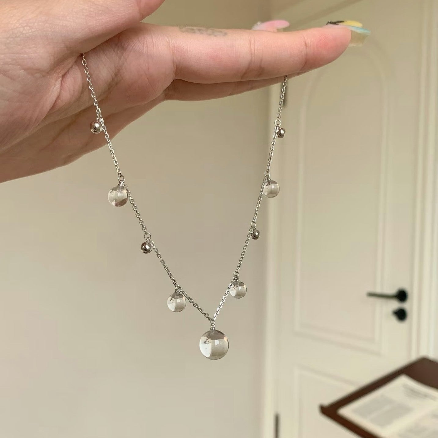 S925 Silver White Crystal Double A Quality Necklace Bracelet Set Summer Light Luxury High-end Niche Fashion Versatile