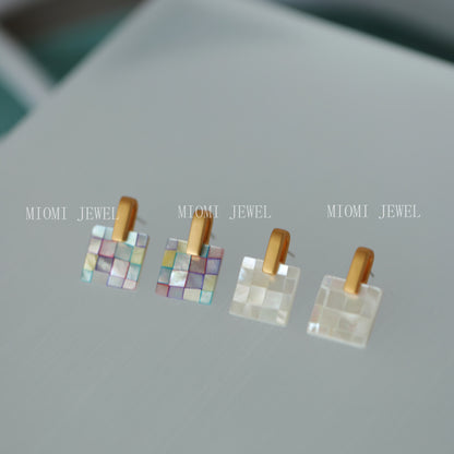 S925 Silver Needle High-Quality Splicing White Butterfly Shell Elegant Versatile Earrings Niche Commuting Stud Earrings