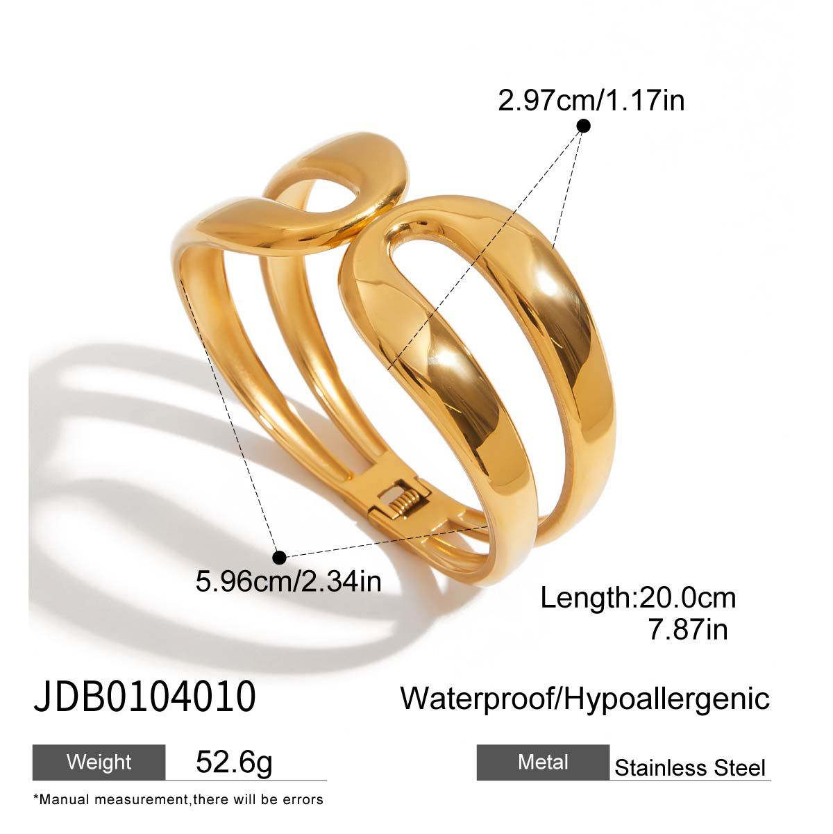 Stainless Steel Heart Bracelet Light Luxury High-End Feel 18k Gold Jewelry Non-Fading Titanium Steel Accessories