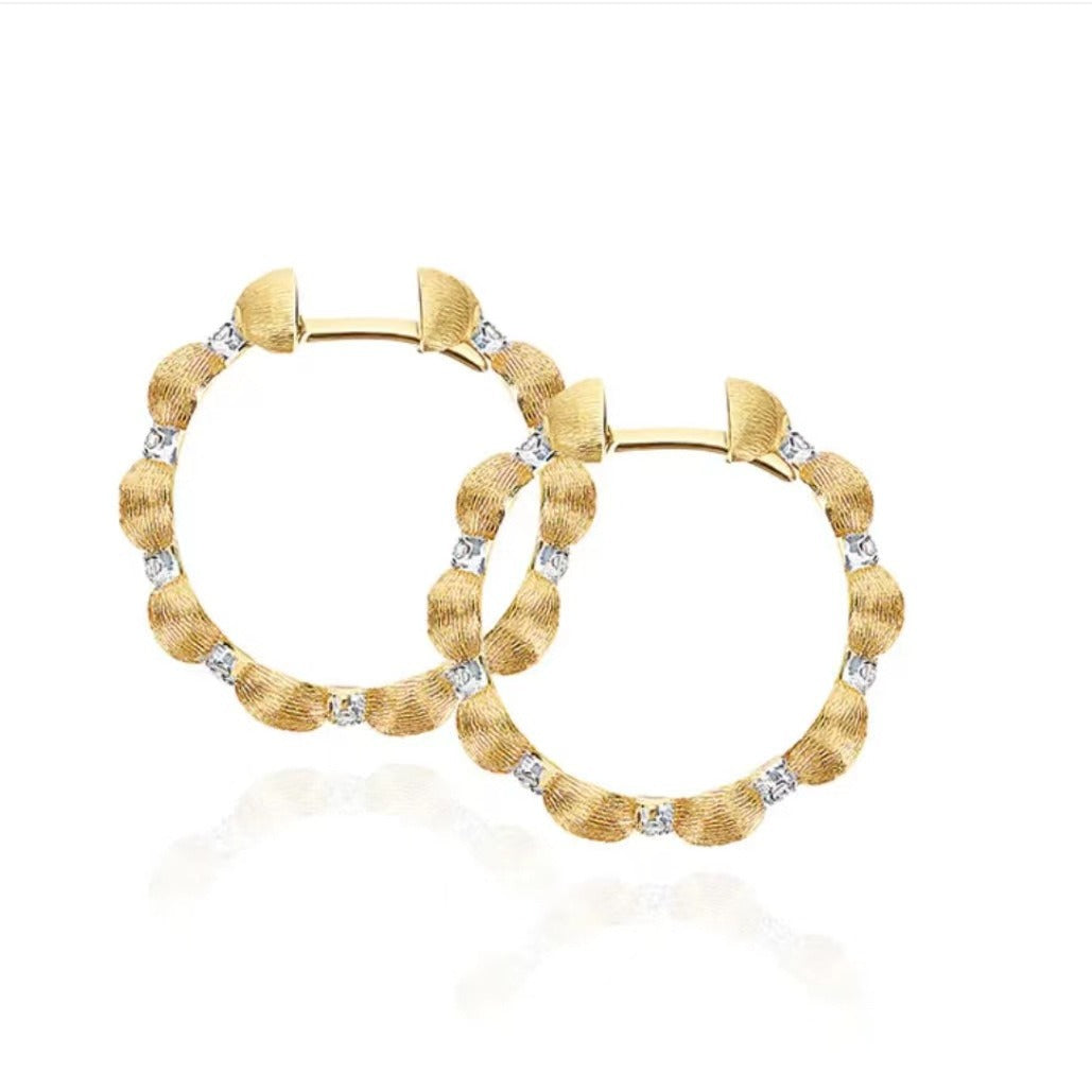 Italian Vintage Brushed Earrings Light Luxury High-end Jewelry 925 Sterling Silver Cut-off Diamond-studded Earrings