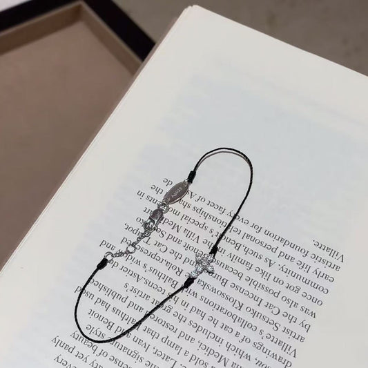 925 Silver High Carbon Diamond Cross Braided Bracelet Sparkling Precision Setting Basic Bracelet Versatile Jewelry