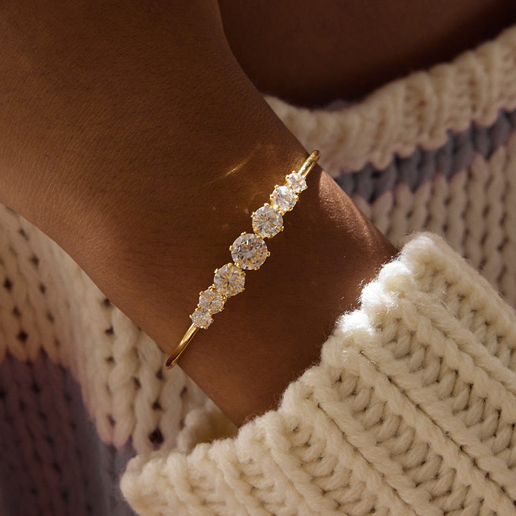 Zircon Titanium Steel Bracelet Light Luxury High-end Bracelet Bracelet Stainless Steel Jewelry Women's Non-fading Jewelry