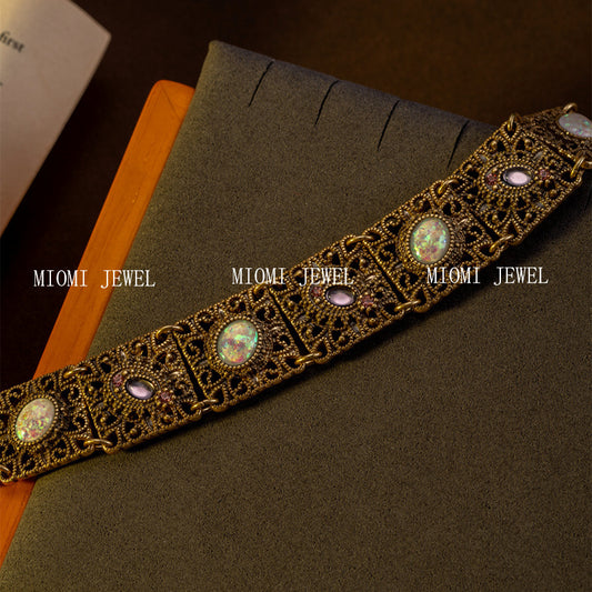 Qingdao Vintage Jewelry Luxurious Crystal Multi-layer High-end Bracelet Retro Palace Style Square Geometric Shape Bracelet