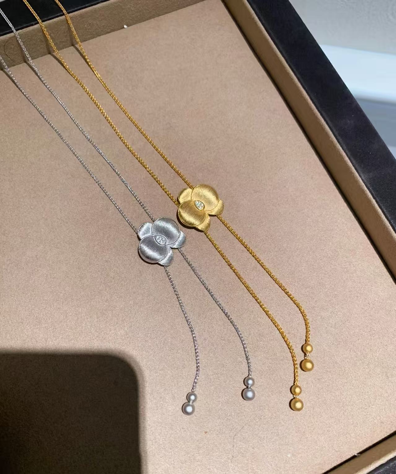 Sterling Silver S925Brushed Craft Butterfly Orchid Necklace Sweater Chain High-End Light Luxury Niche Design Exquisite Collarbone Chain