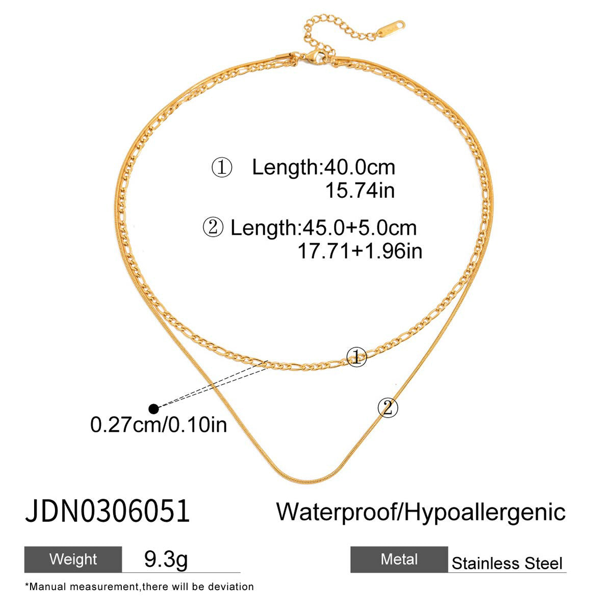 Double Layer Stacked Titanium Steel Necklace Light Luxury High-end Clavicle Chain Stainless Steel Jewelry Non-fading