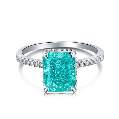High Carbon Diamond Jewelry S925 Sterling Silver Heavy Craft Ring for Women 8A Zircon Square Ice Flower Cut Gemstone Ring