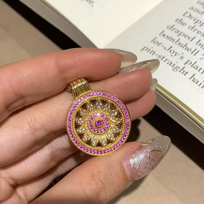 Italian Craft Brushed Light Spring Series Rose Full Diamond Double-Sided Wear Brushed Craft Compass Exquisite Light Luxury