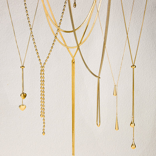 Stainless Steel Chain Y-Chain Light Luxury High-End Necklace Titanium Steel Long Necklace Autumn Winter Sweater Chain