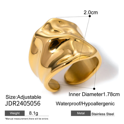 Stainless Steel Gold Pearl Ring Exaggerated High-end Feel Ring Titanium Steel Hand Jewelry Accessories