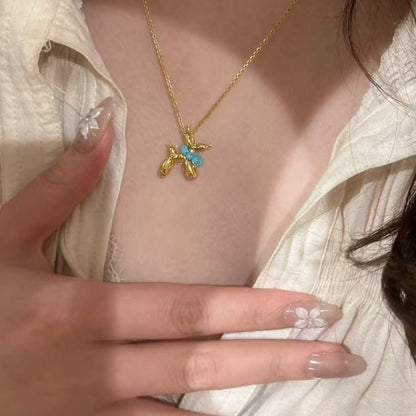 Jackson Wang Same Style Balloon Dog Necklace Balloon Puppy Necklace Pendant DIY Personalized Cartoon Versatile Collarbone Chain for Women
