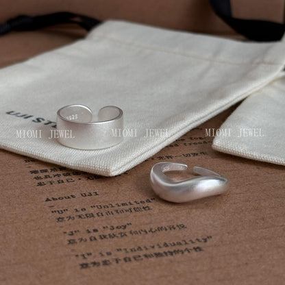 S925 Sterling Silver Irregular Wave Matte Ring for Women Korean Simple Niche Design Versatile Ring