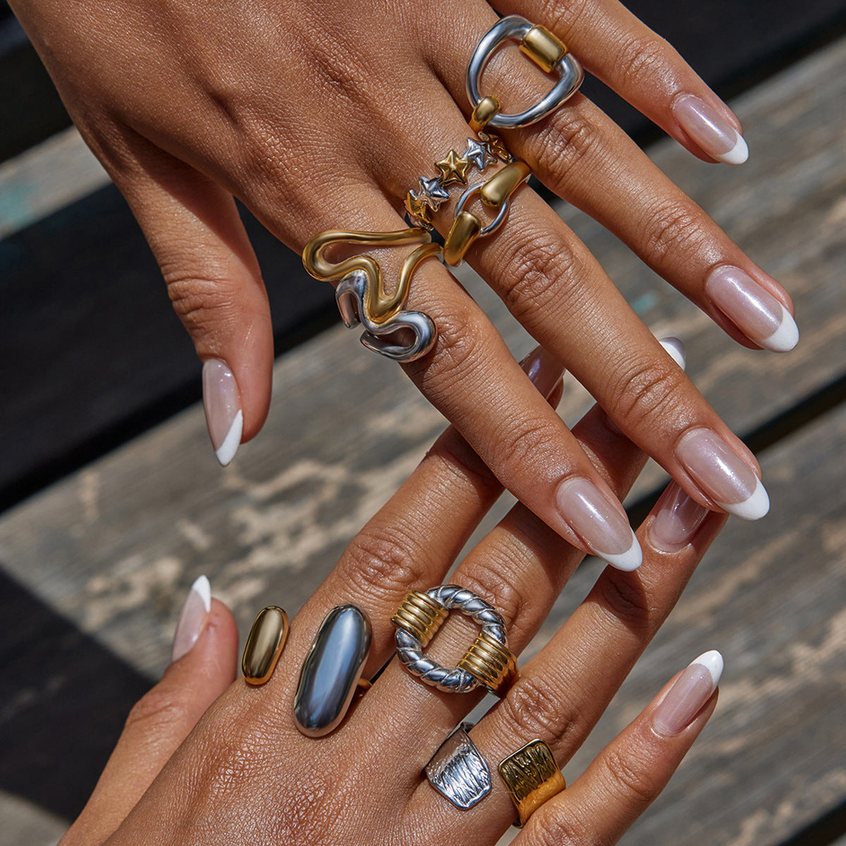 Color Block Ring Titanium Steel Non-Fading Jewelry for Women High-End Feel Popular Stainless Steel Ring