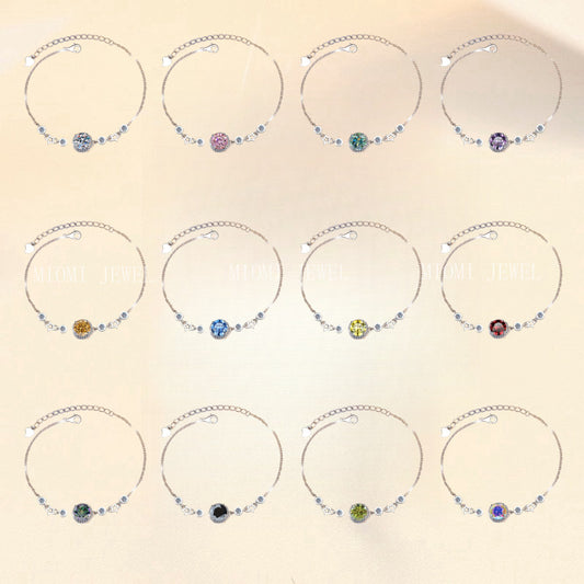 Pure Silver Bracelet Original Fashion Jewelry Simple Round Star Birthstone Jewelry Moissanite Bracelet