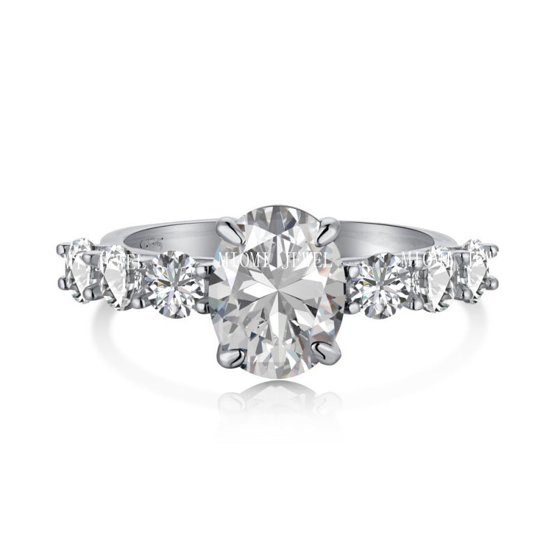 High Carbon Diamond Ring for Women S925 Sterling Silver Zircon Ring Colored Gemstone Ring Wholesale TikTok Cross-Border Live Streaming