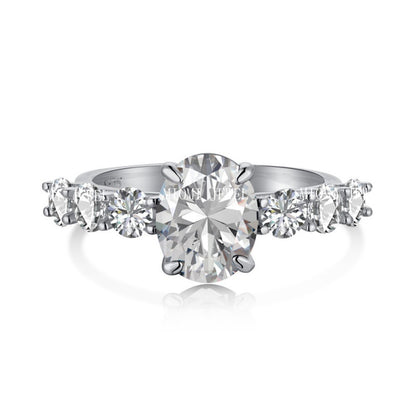 High Carbon Diamond Ring for Women S925 Sterling Silver Zircon Ring Colored Gemstone Ring Wholesale TikTok Cross-Border Live Streaming
