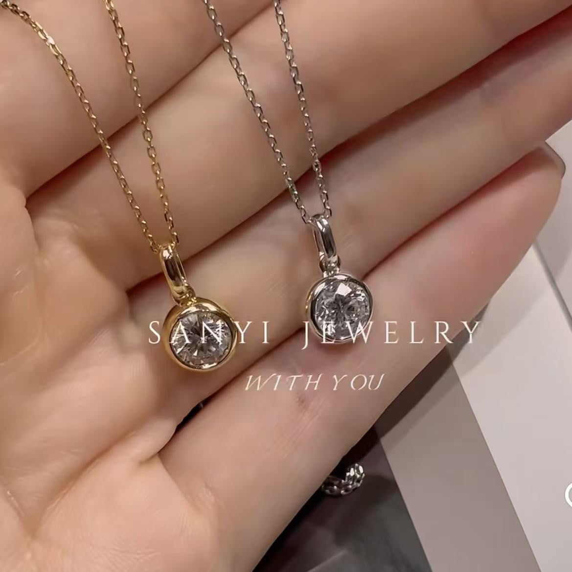 S925 Sterling Silver Bubble Necklace Flashing Diamond Collarbone Chain Simple Elegant High-end Feel