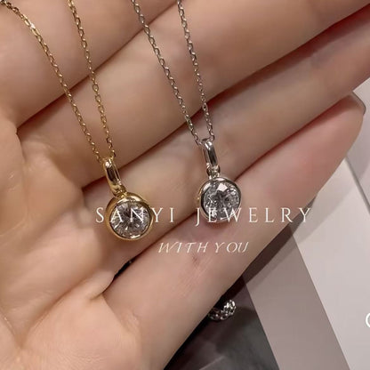 S925 Sterling Silver Bubble Necklace Flashing Diamond Collarbone Chain Simple Elegant High-end Feel