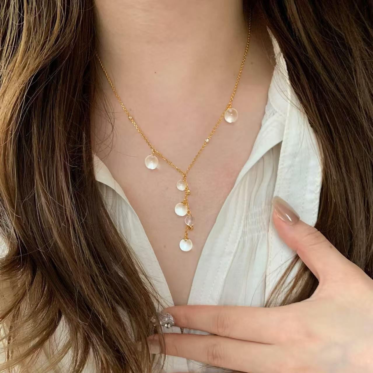 Pure Silver S925 Grape Cluster A White Crystal Necklace High-End Niche Exquisite Light Luxury Ins Gentle Korean Version Collarbone Chain