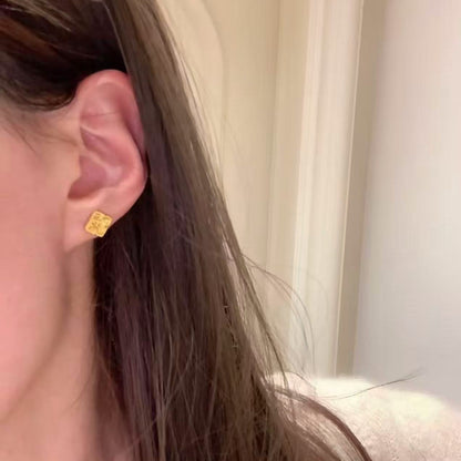 Pure Silver S925 Traditional Style CNC Craft Ice Stud Earrings Light Luxury High-end Elegant Exquisite Stud Earrings